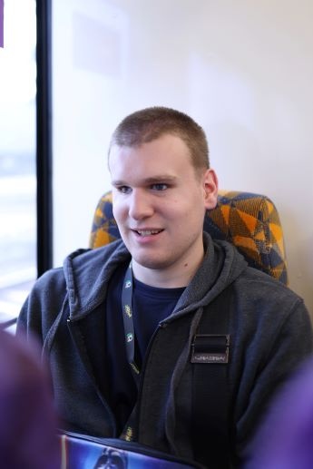 Sam Valavanis on the train