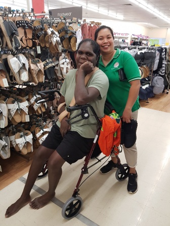 Peatra with her respite carer