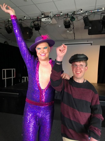 NDIS participant Dougie Jacobssen interviews international performer Hans, aka Matt Gilberton on Radio Tutti