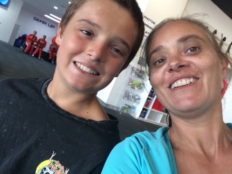 Anne-Marie and her son Loic at indoor skydiving