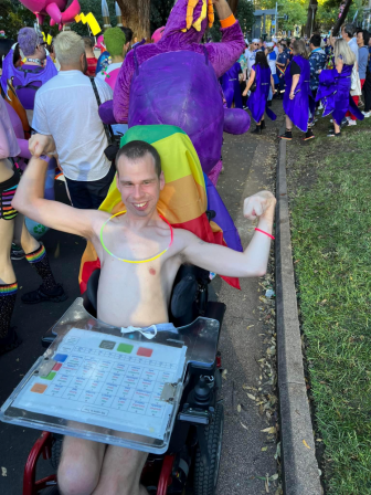 portrait of Travis Bellamy at Mardi Gras
