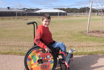 Josh in his wheelchair