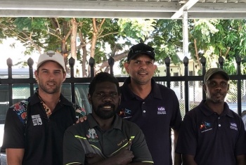 Randyn, standing second from left, with members of the Remote Community Connectors team