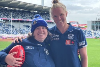 Bel Cini and Kate Darby at Geelong Oval