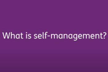 Purple background with the words 'what is self-management?'